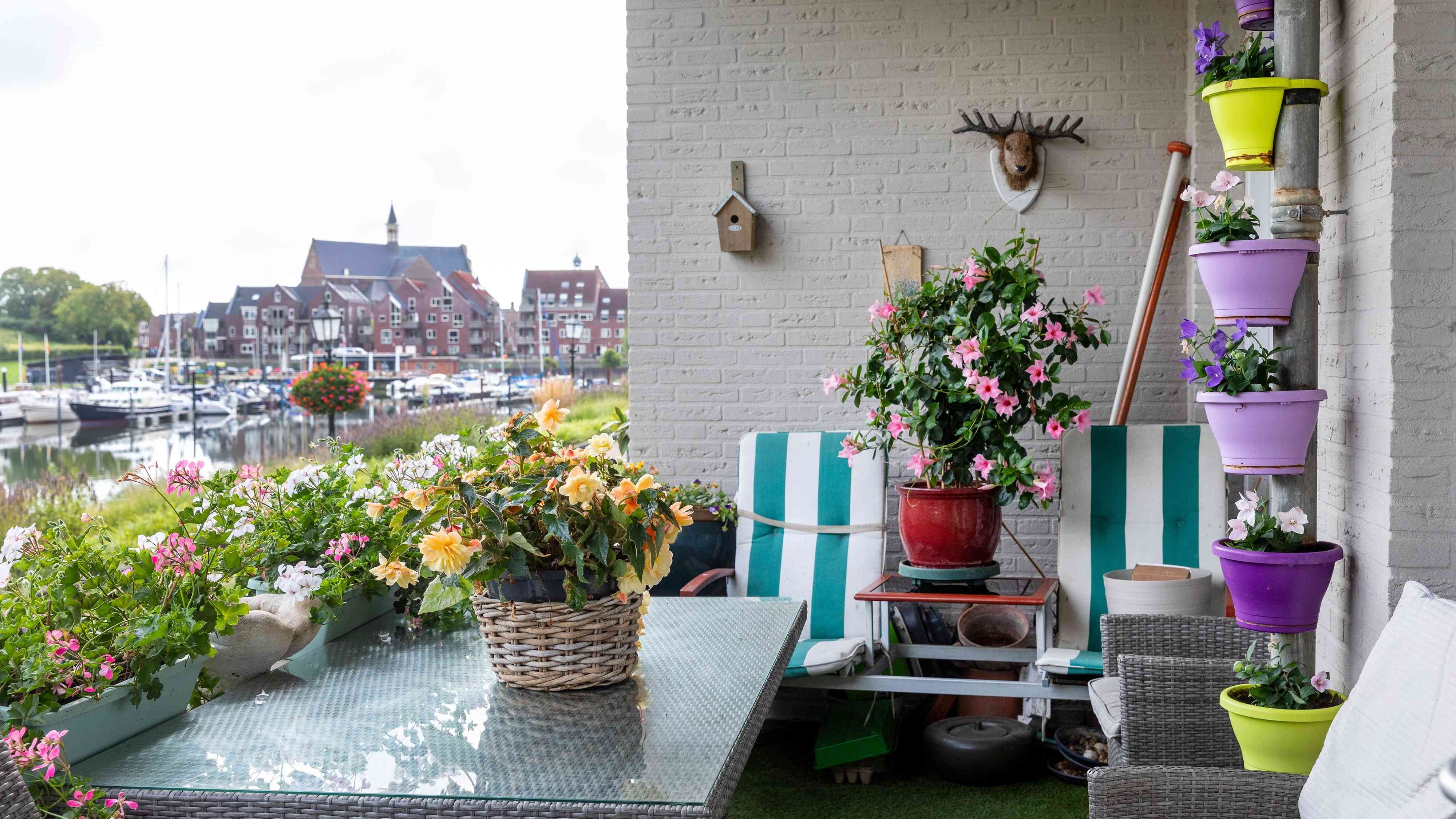 Het balkon van een woning in Catharinahof (voorbeeld)